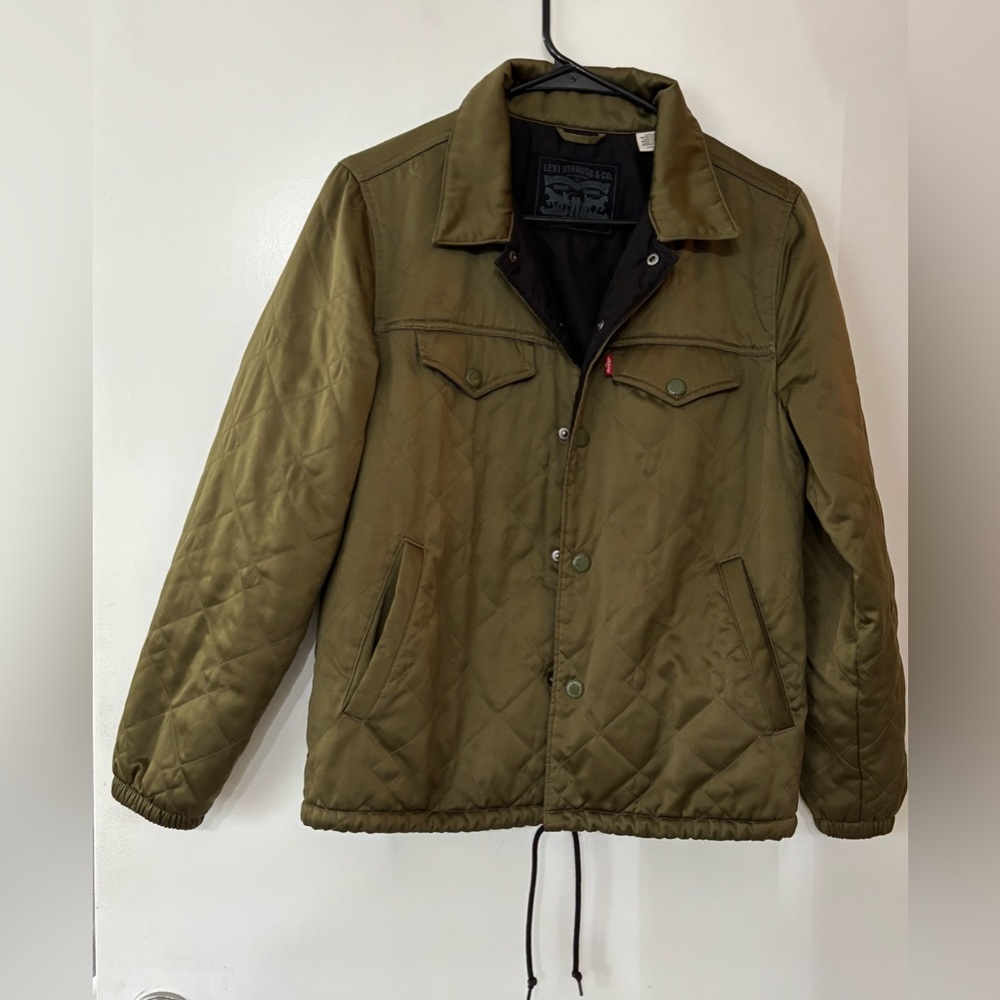 Levi's Thermore Insulated Women Olive Green Snap Button Down Jacket Size XS